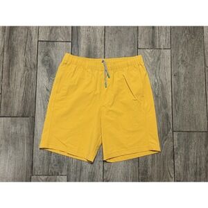 Myles Swim Shorts Mens Small Yellow Lined Trunks Elastic Waist Drawstring Pocket